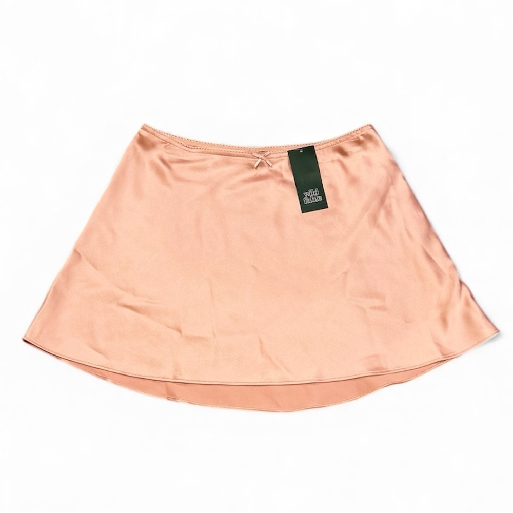 Wild Fable Pink Peach Orange Satin High-Low A-Line Mini Skirt Small NWT